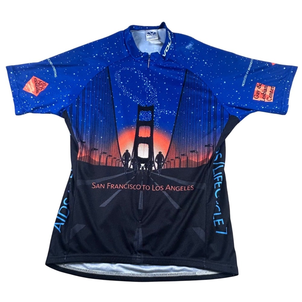 Voler AIDS LifeCycle 7 Cycling Jersey 2008 San Francisco to LA Mens Medium Blue